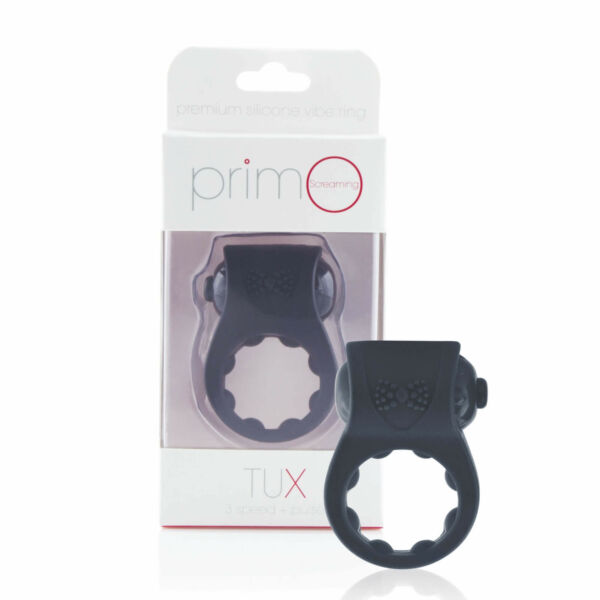 Screaming PrimO Tux - vízálló vibrációs péniszgyűrű (fekete)