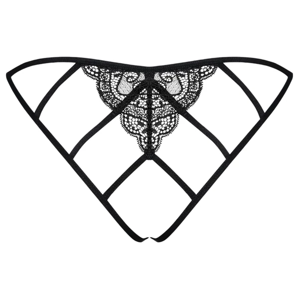 Obsessive Miamor - hálós, nyitott csipke női bugyi (fekete)