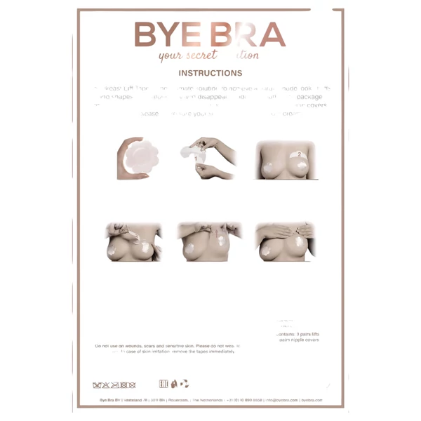 Bye Bra A-C - láthatatlan mellemelő tapasz - pink (6db)