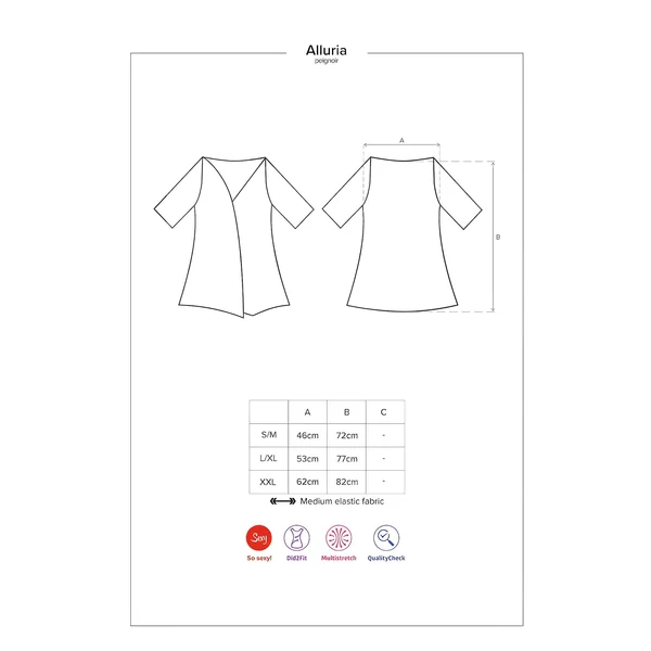 Obsessive Alluria - csipkés köntös és tanga (fekete)