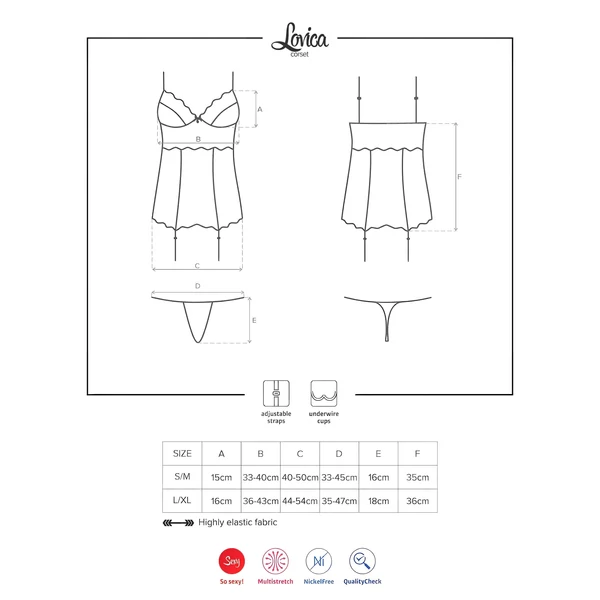 Obsessive Lovica - csipkés harisnyatartós felső és tanga (piros)