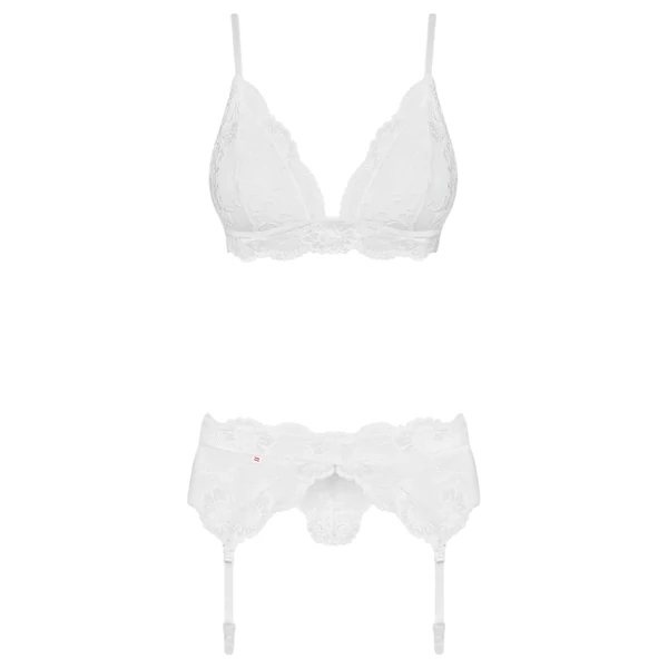 Obsessive 810-SEG-2 - csipke fehérnemű szett (fehér)