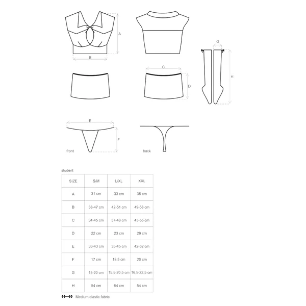 Obsessive Student - diáklány jelmez szett (5 részes)