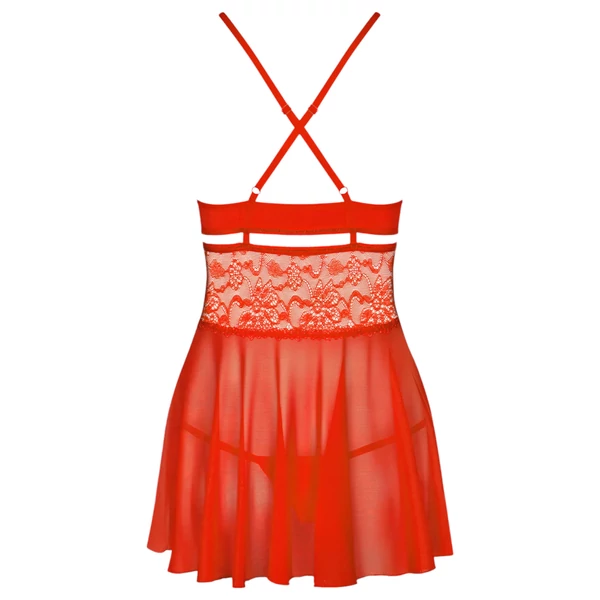 Obsessive 838-BAB-3 - pikáns csipkés babydoll és tanga (piros)