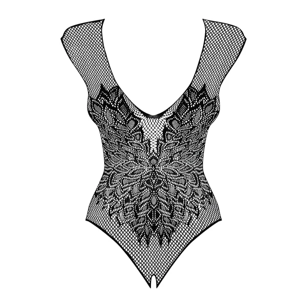 Obsessive B112 - angyal szárnyas, necc nyitott body (fekete)