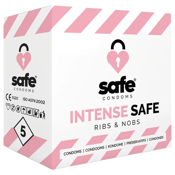 SAFE Intense Safe - bordázott-pontozott óvszer (5db)