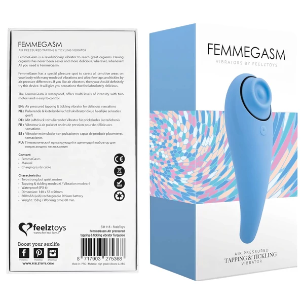 FEELZTOYS Femmegasm - akkus 2in1 csikló vibrátor (kék)